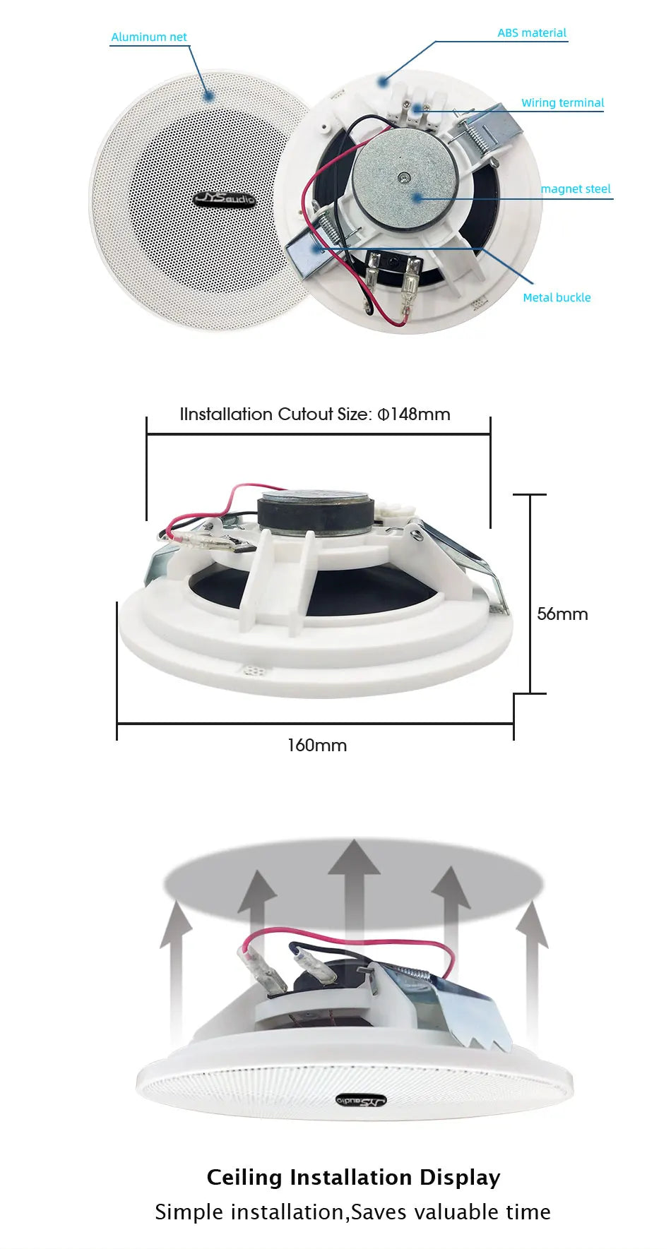 Karaoke WiFi Bluetooth 7 inch Screen Wall Amplifier Android Amp Smart Home Theater Sound System Mini Ceiling Speaker Residential