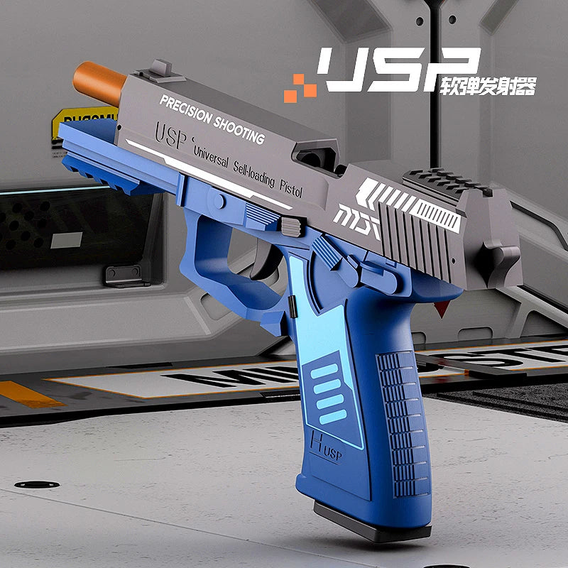 USP Shell Throwing Pistol Continuous Firing Airsoft Blowback Soft Bullet Gun Empty Hanging Children Toy Boys Gifts