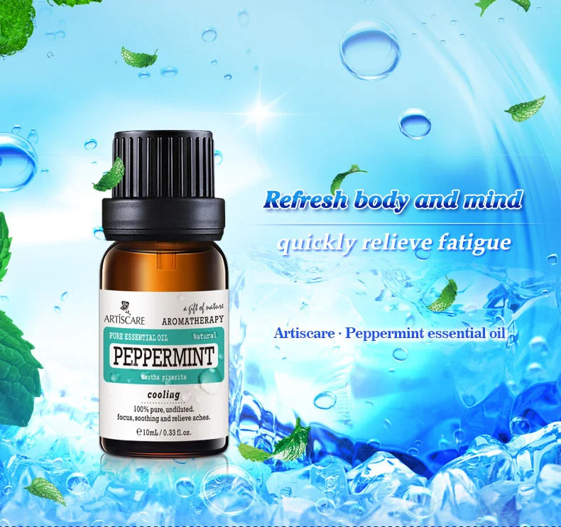 ARTISCARE 100% Peppermint Pure Essential Oil 10ml Deep Clean Pores and Black Head Cleansing Skin Relieve Tired and Headache