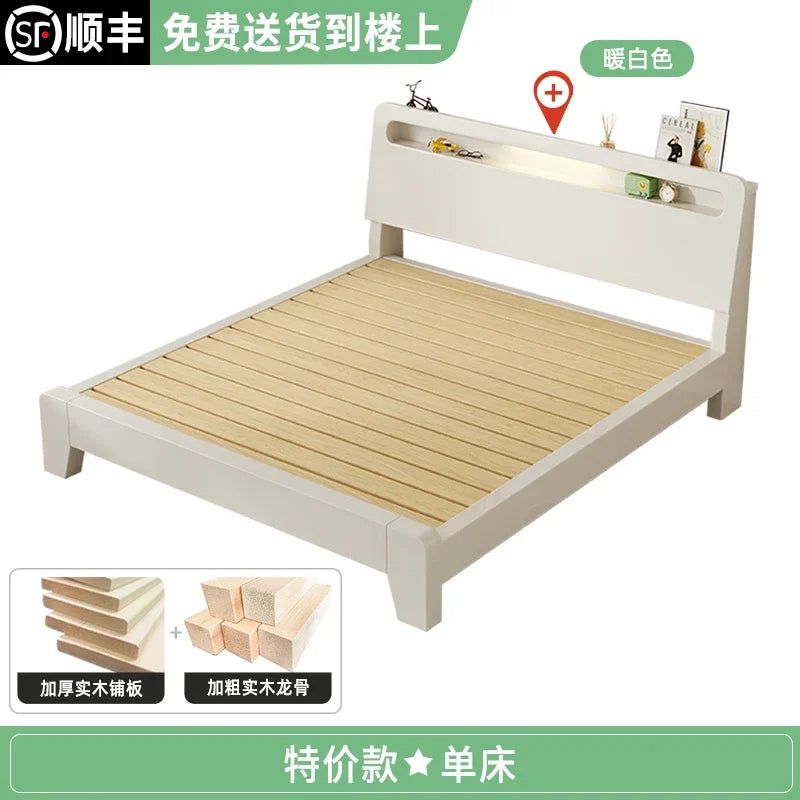 Nordic Luxury Bed Frames Wood High End King Size Low Price Double Bed Frames Headboard Lit Deux Place Furniture For Bedroom