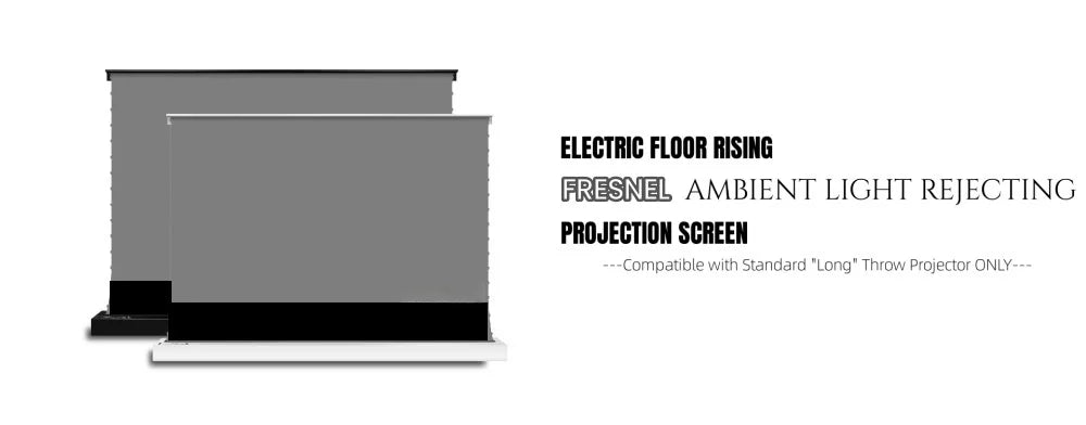 Motorized Fresnel ALR Floor Rising Projector Screen for Standard/Long Throw Projector, 8K Floor Stand Screen for Home Theater
