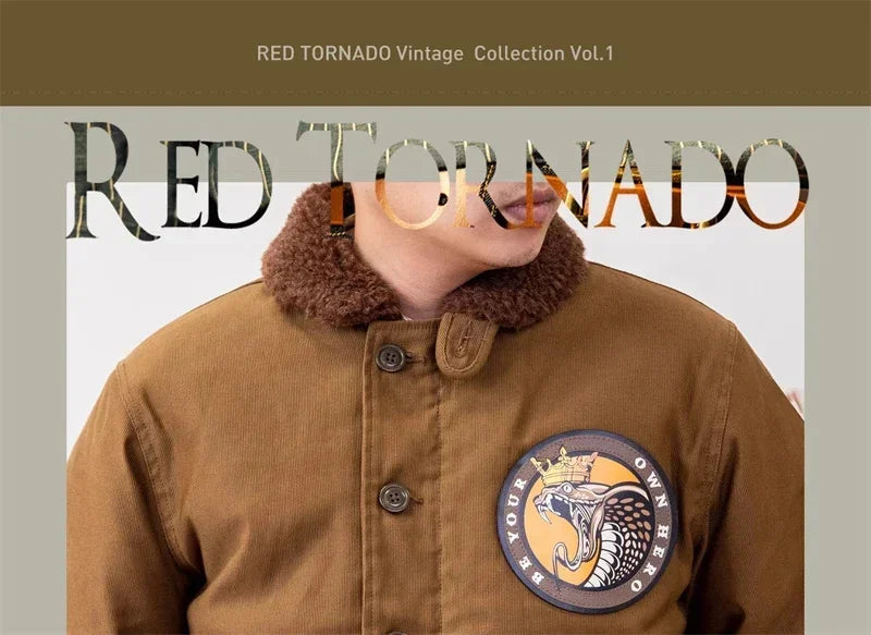 N-1 Red Tornado Naval Deck Jacket Jungle Cloth Shell Alpaca Lined Coat Men Vintage Workwear 2026ss design
