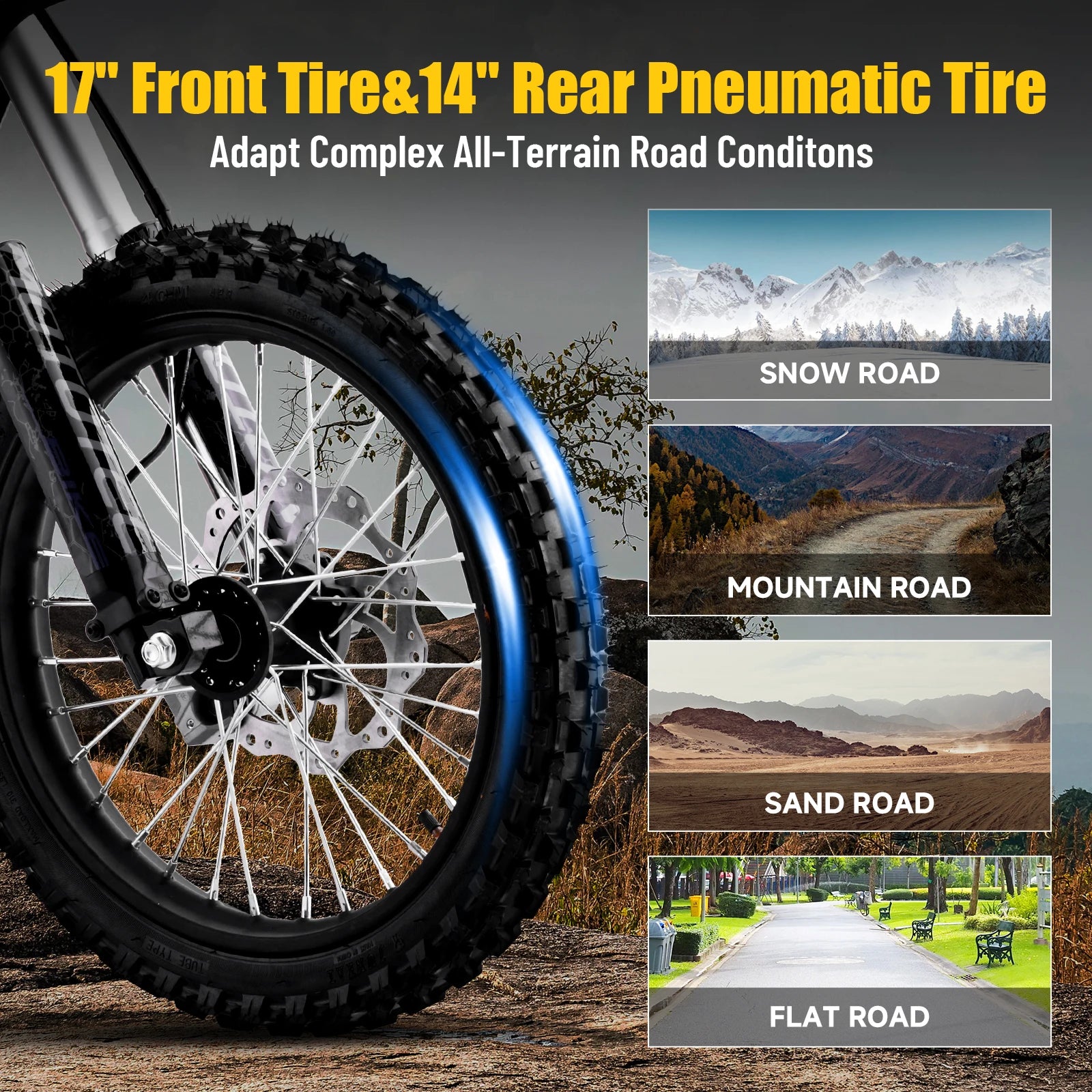 KOOZ HP117E 72V 5000W Pro Electric Dirt Bike for Adults,3 Speed Modes Electric Motorcycle Up to 50 MPH & 40 Miles Long-Range