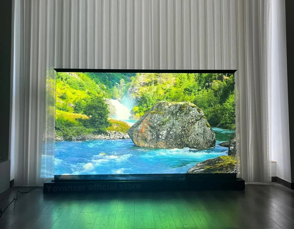72-120 Inch Motorized Fresnel ALR Floor Rising Projector Screen Ambient Light Rejecting for Normal Throw Projector 3D 8K Image