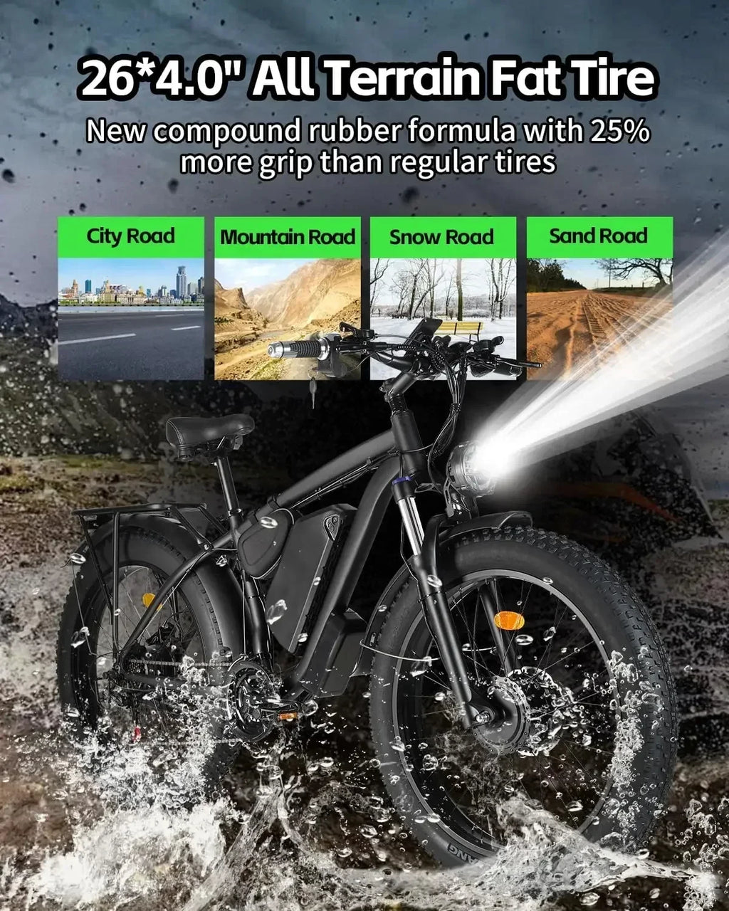 City Electric Bicycle 48v 22.4 ah battery adult 2000W Dual Motor 26 inch tire All terrain Hydraulic brake multi-function E-bike
