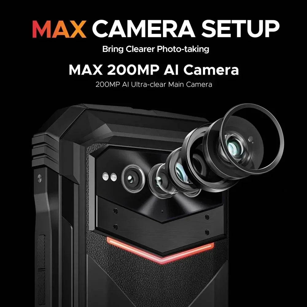 DOOGEE V Max Plus Rugged Phone 6.58" Display Dimensity 7050 Telephone Portable 36GB+512GB 22000mAh 200MP Smartphone Android 14