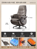 Premium Genuine Leather Executive Office Chair - Electric Massage Gaming Chair with Ergonomic Support for Home and Office JT40