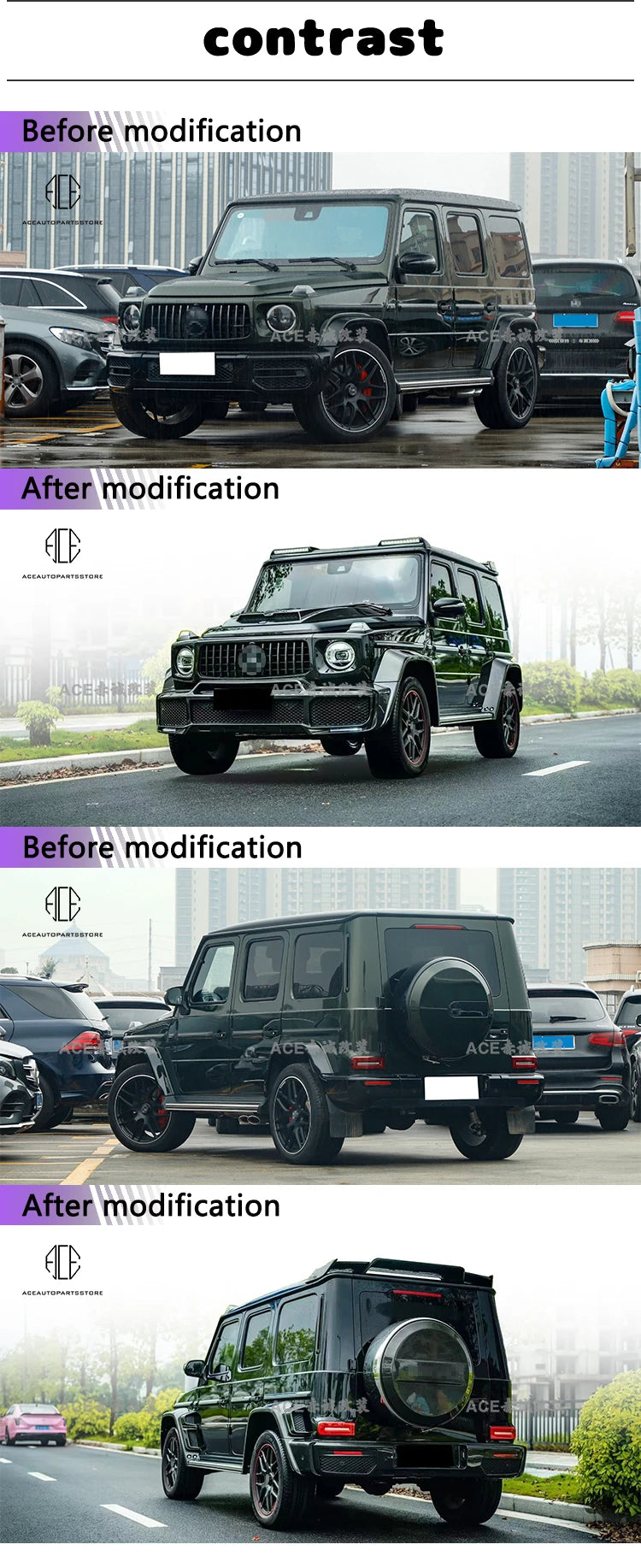 Real Carbon Fiber Body Kit For Benz W464 G350 G500 G550 G63 G65 Front Bumper Rear Bumper Lip Side Fender W463A G-Class