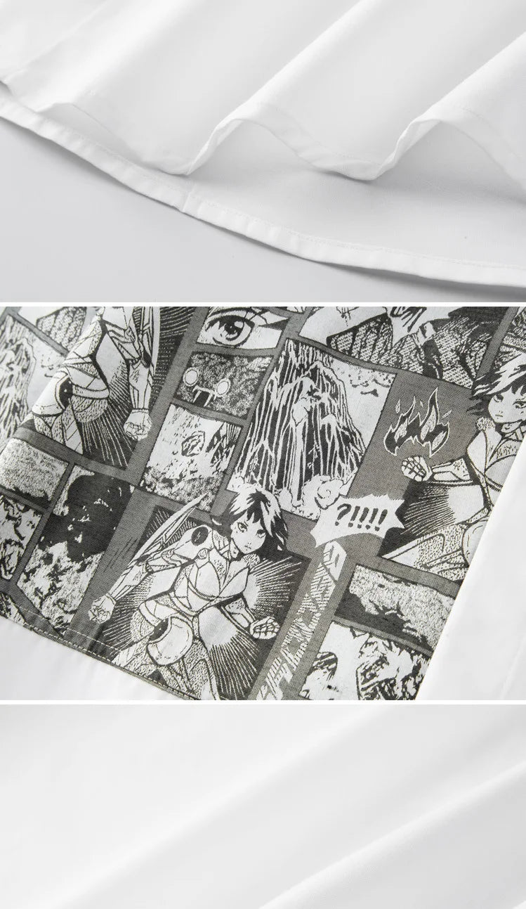 2024 Cartoon Printed Splicing Shirt for Men Long Sleeve Slim Casual Shirts Fashion Lapel Slim Fit Social Streetwear Men Clothing