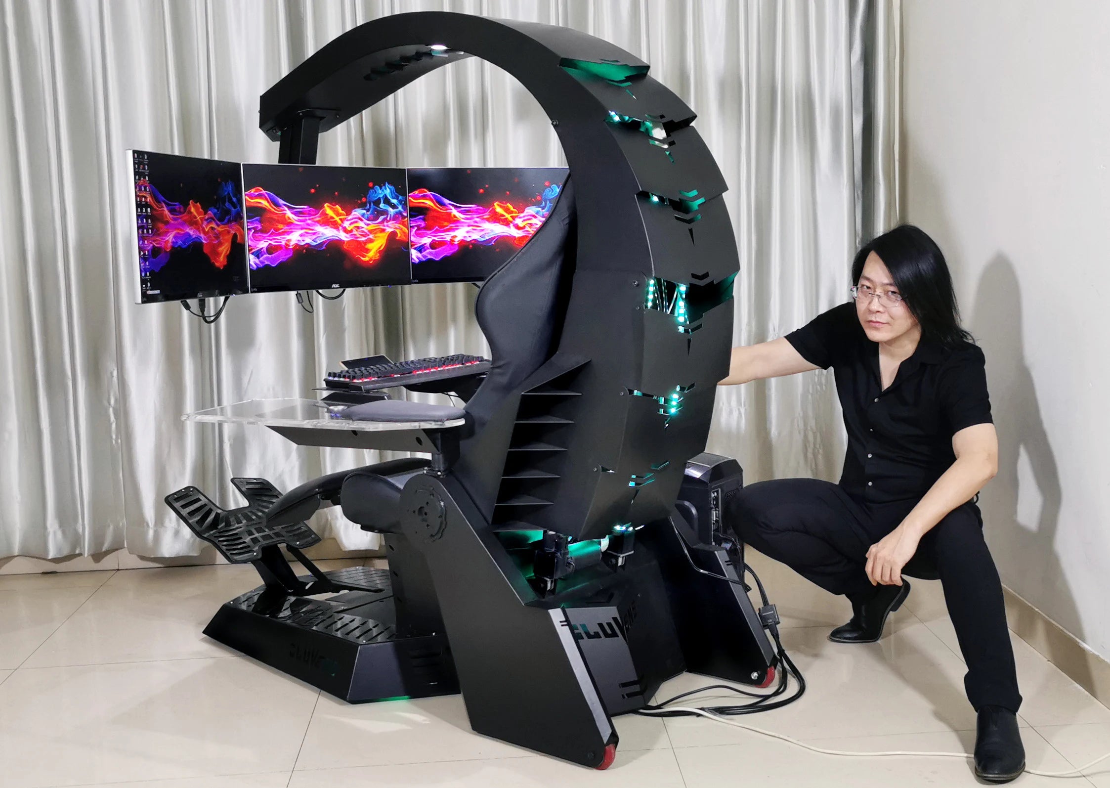 Unicorn Cluvens Brand Scorpio Hot Sell Ergonomic Silica Gamer Chair RGB LED High Back Swivel Racing Gaming Chair With Foot Rest