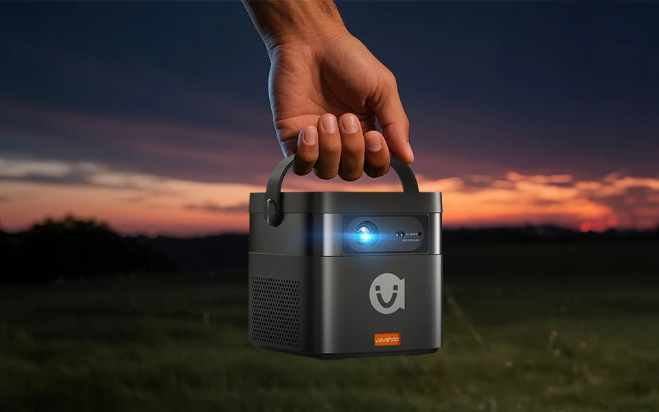 VEVSHAO V50 400ANSI DLP Projector Airplay Miracast 15000mAh Battery Android 9.0 TOF Focus 3D Portable Outdoor Movie Projector