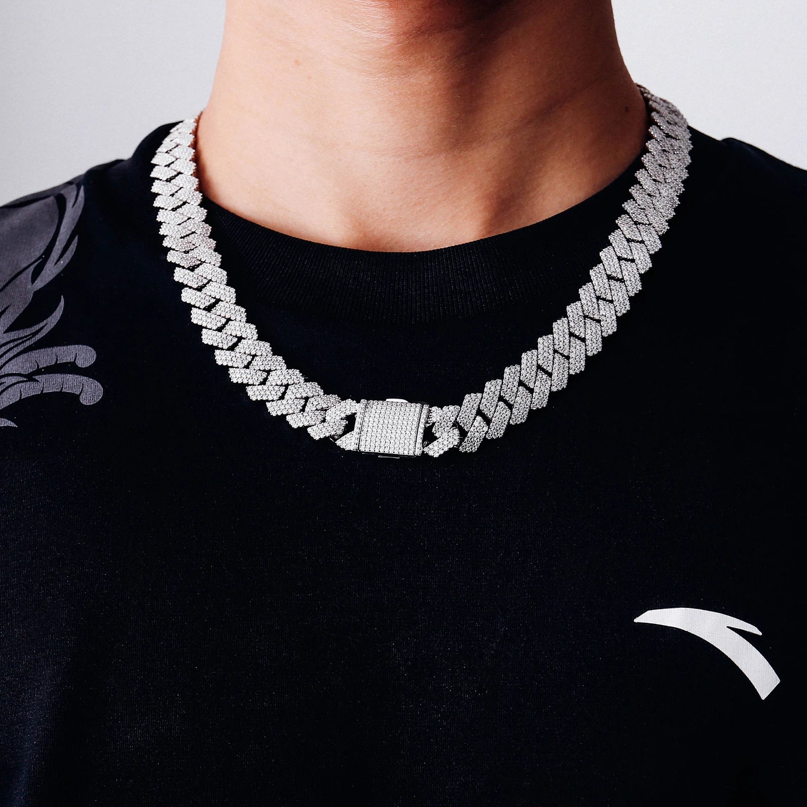 Provence Cuban Chain for Men Moissanite Luxury Link Chain S925 Silver Cuban Necklace for Women 15mm Hip Hop Miami Chokers