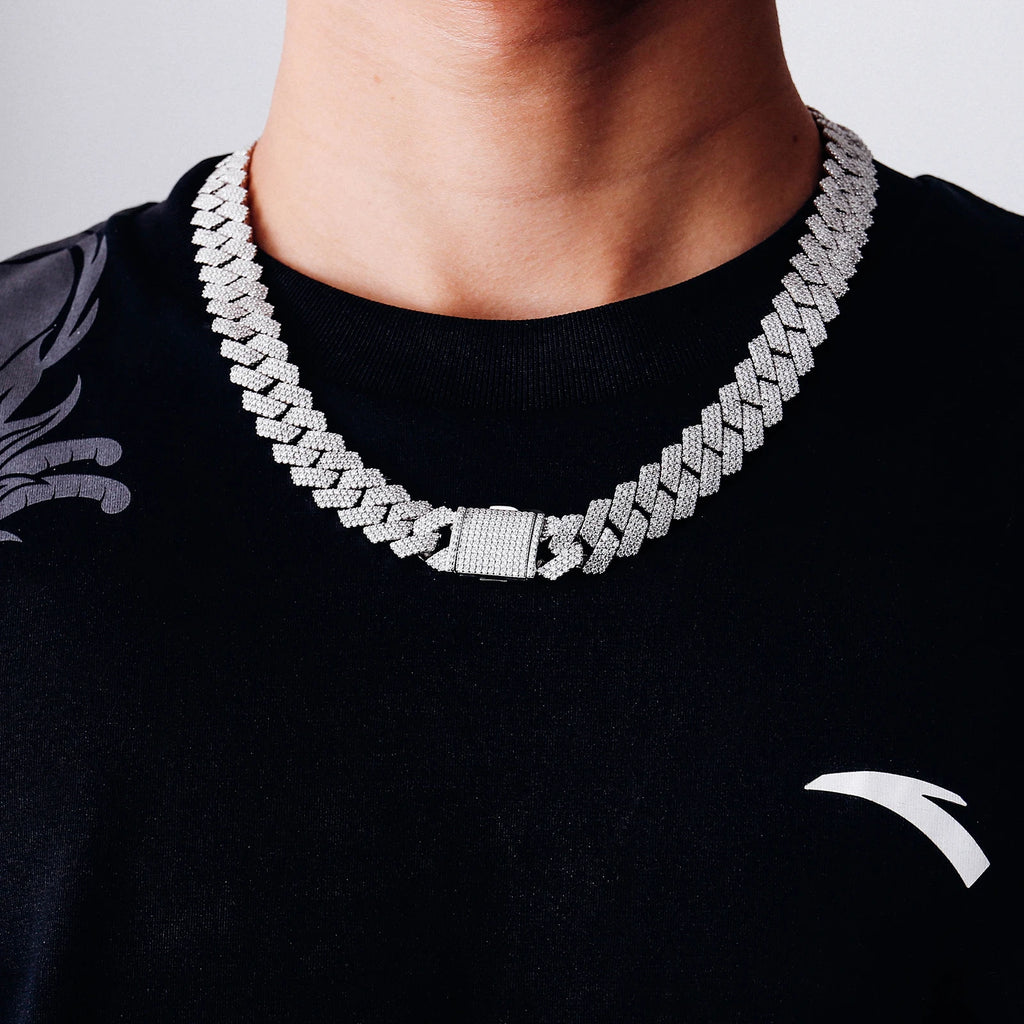 Provence Cuban Chain for Men Moissanite Luxury Link Chain S925 Silver Cuban Necklace for Women 15mm Hip Hop Miami Chokers