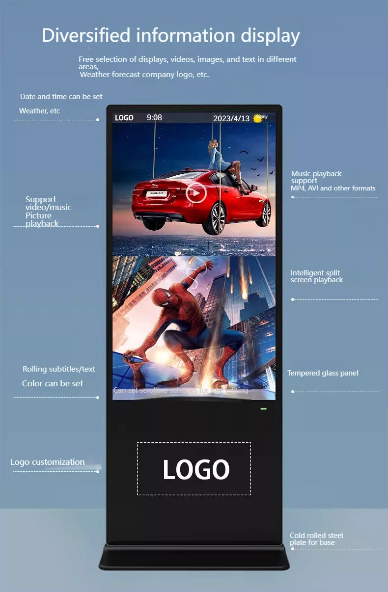 43/50/55/65 inch vertical advertising machine 4K HD LCD screen network version floor-standing LCD advertising all-in-one machine
