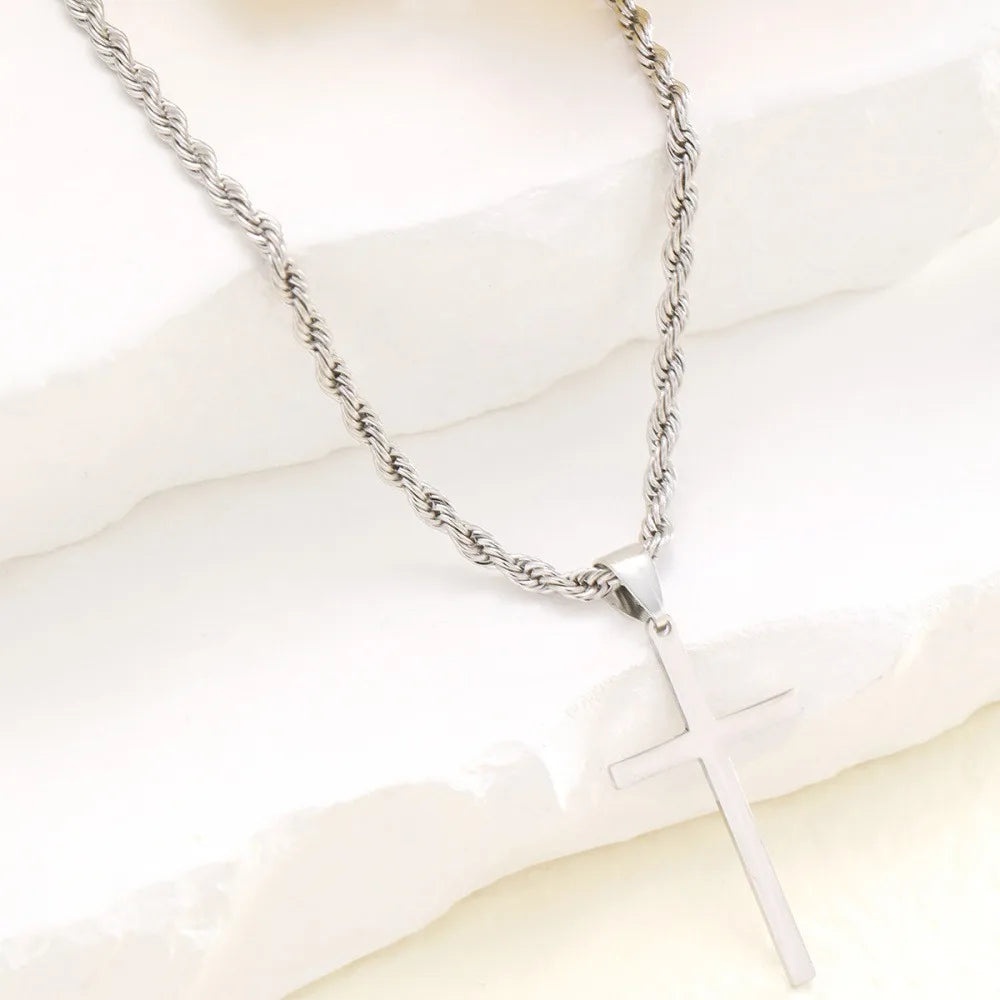 Men's Twist Chain Hip-Hop Trendy Chain Cross Necklace Twist Chain