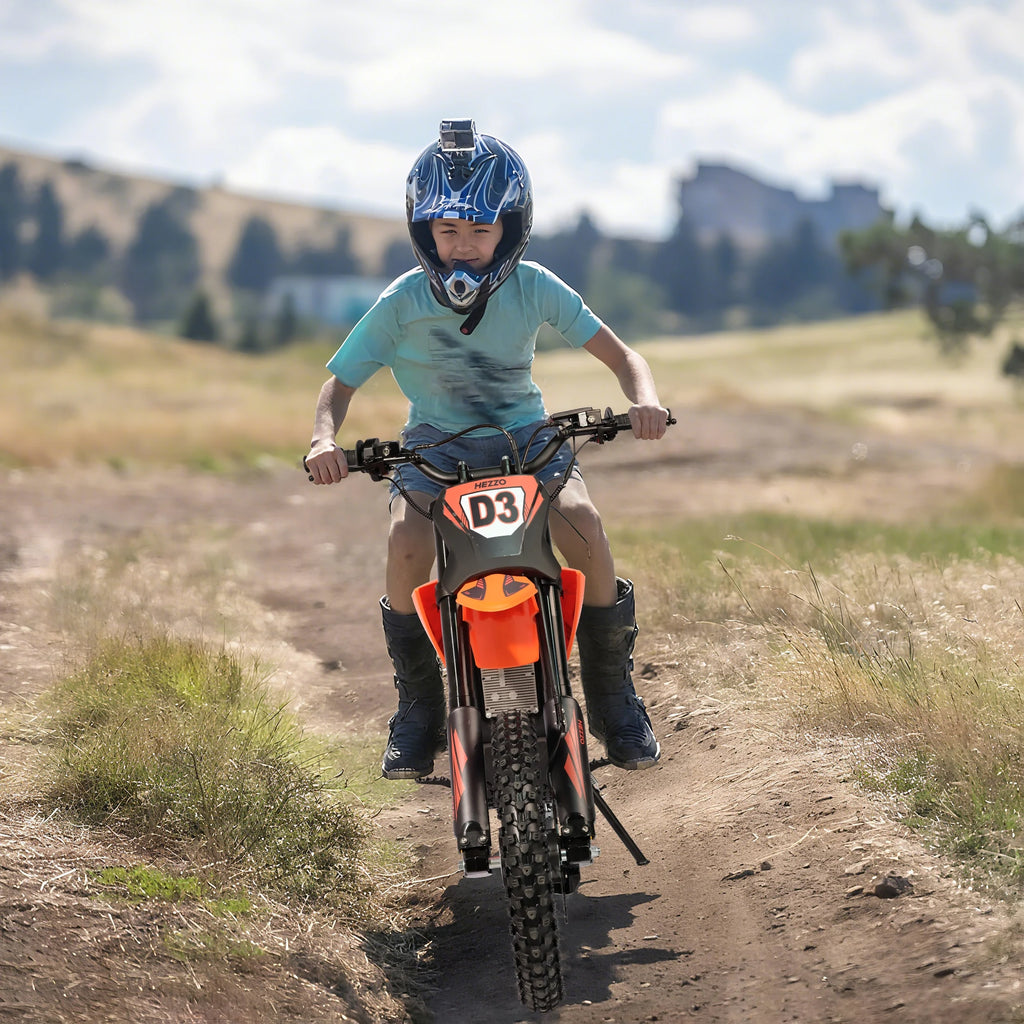 HEZZO D3 60V 3500W Electric Dirt Bike For Teens - 50MPH With Hydraulic Brake Vibrant Orange High Performance Motocross E-Bike