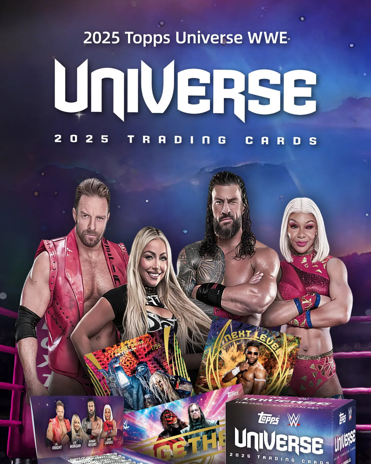 2025 Topps WWE Universe Value Card Roman Reigns Mystery Box Anime Trading Cards Game Birthday Holiday Toys Gifts for Kids