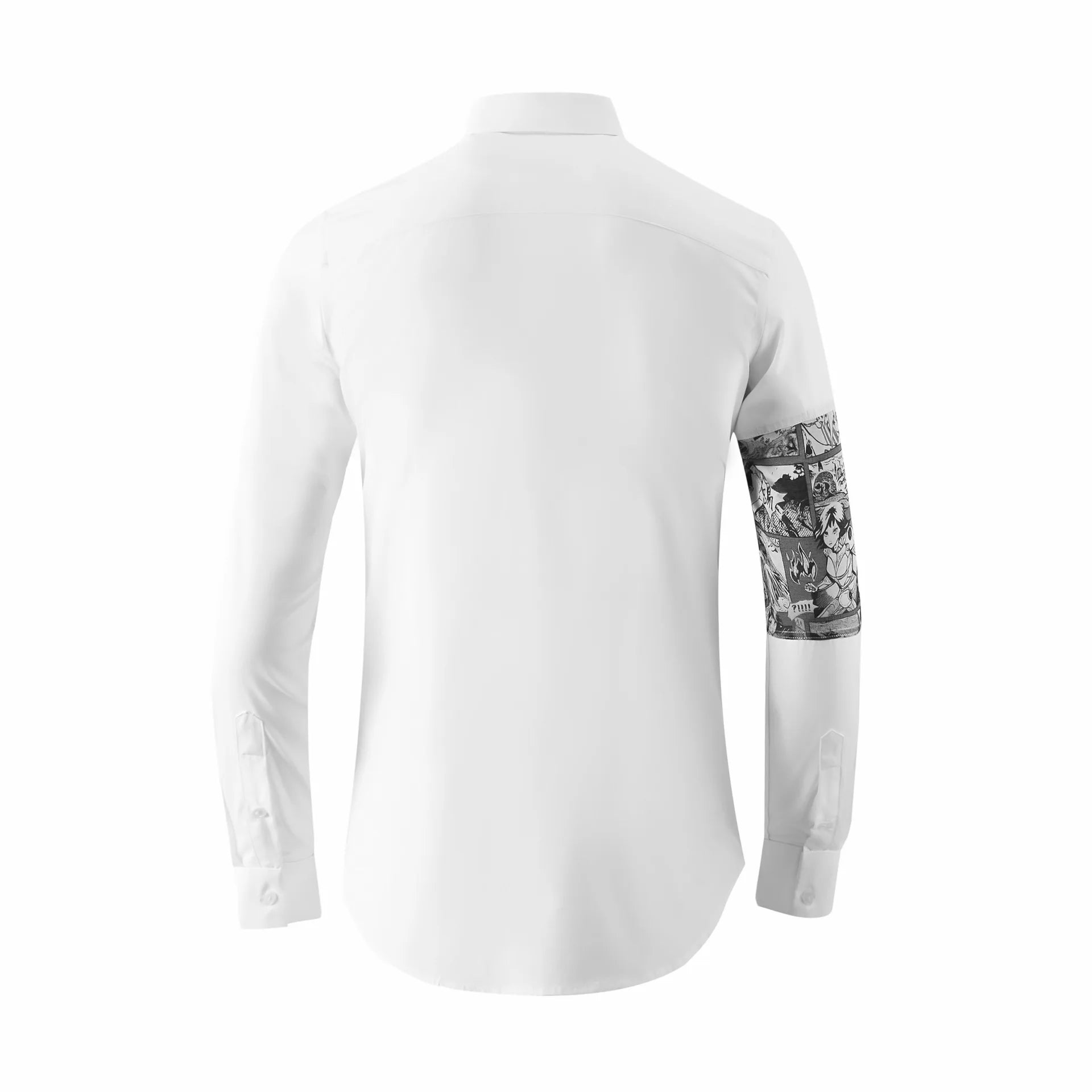 2024 Cartoon Printed Splicing Shirt for Men Long Sleeve Slim Casual Shirts Fashion Lapel Slim Fit Social Streetwear Men Clothing