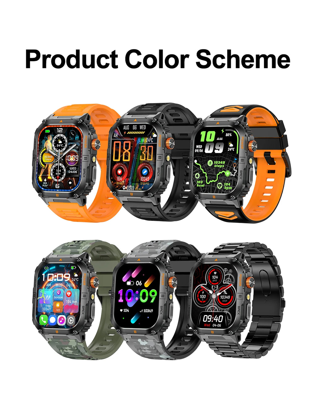 New 1000mAh military outdoor smartwatch for men, LED flashlight, IP68 waterproof, GPS sports, 2.01-inch Bluetooth call smartwatc