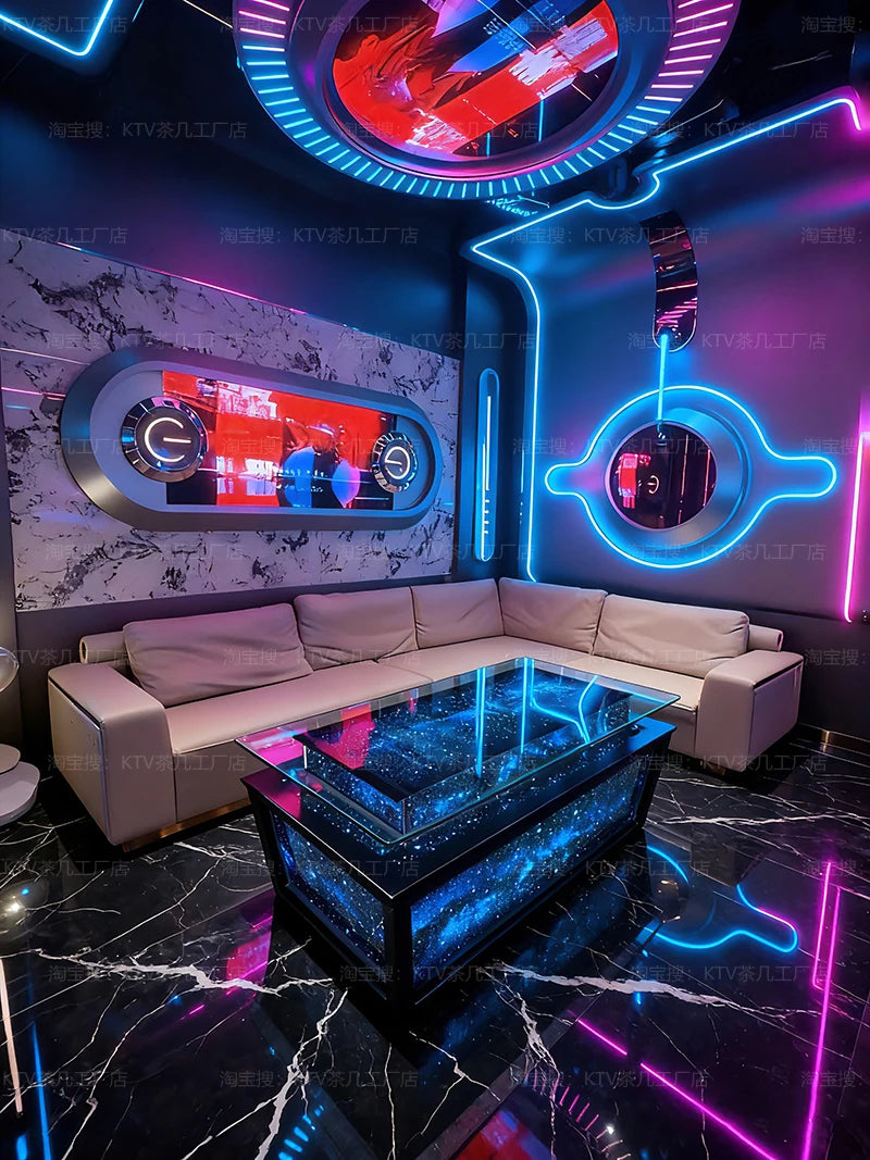 Luminous Tempered Glass Coffee Table Custom Color Size Coffee Table Display Design salon Wohnzimmer Tisch Home Accessories
