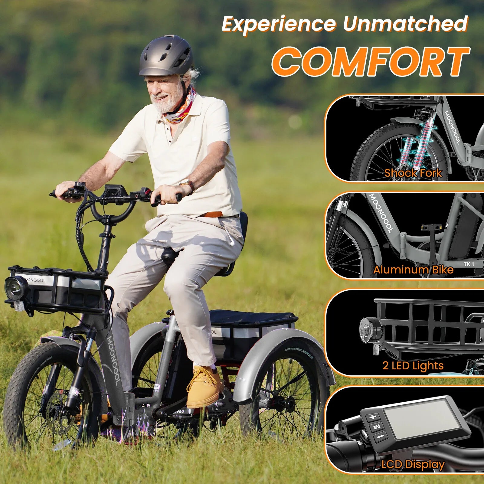 Folding Electric Tricycle for Adults 20" Fat Tire 3 Wheel E-Bike Trike W/ basket