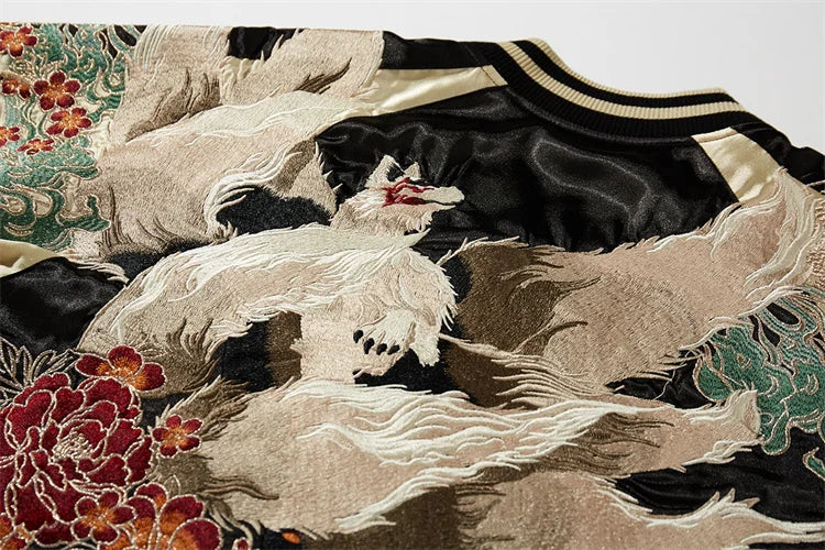 A007 Baseball Jackets For Man Nine-Tailed Fox Heavy Embroidery Autumn Quality Comfortable Fit Trendy Loose Chamarras Para Hombre