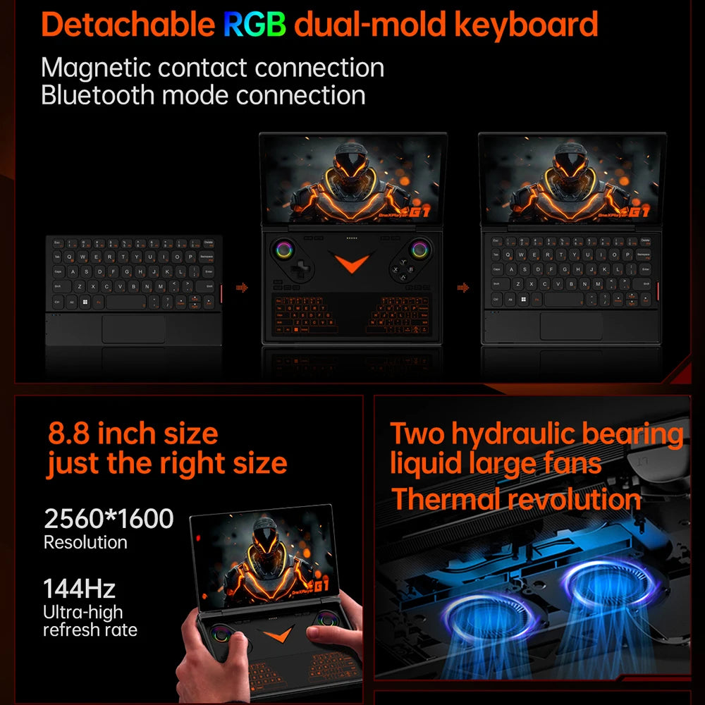 OneXPlayer G1 8.8" AMD Ryzen AI 9 HX 370 Handheld Gaming Console 2-in-1 Laptop Portable UMPC with Magnetic Keyboard