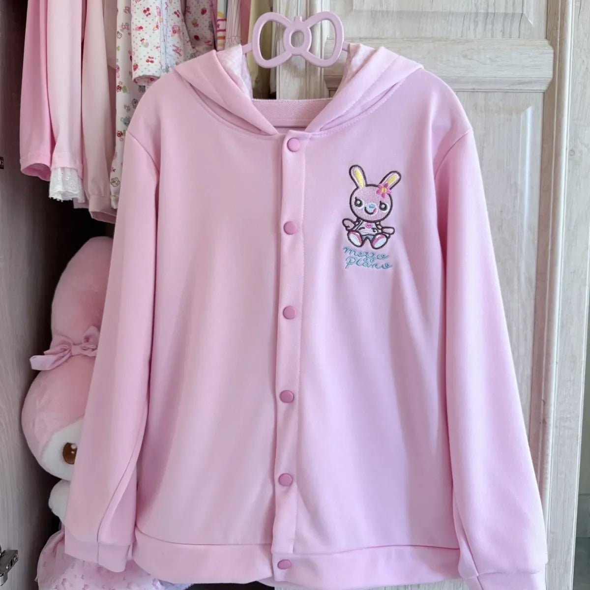 Japanese Cute Coat Embroidery Rabbit Ear Hooded Subculture Kawaii Y2k Tops Casual Fashion Sweet Coats Ropa Mujer Women Clothing