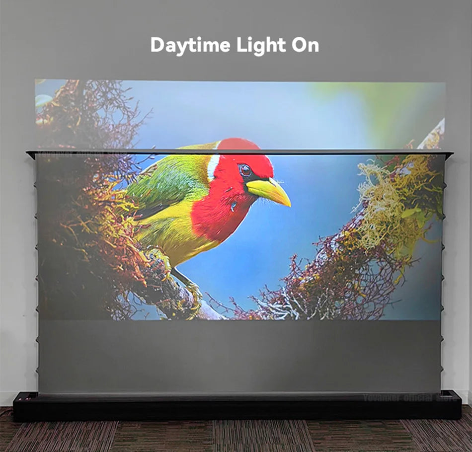 72-120 Inch Motorized Fresnel ALR Floor Rising Projector Screen Ambient Light Rejecting for Normal Throw Projector 3D 8K Image