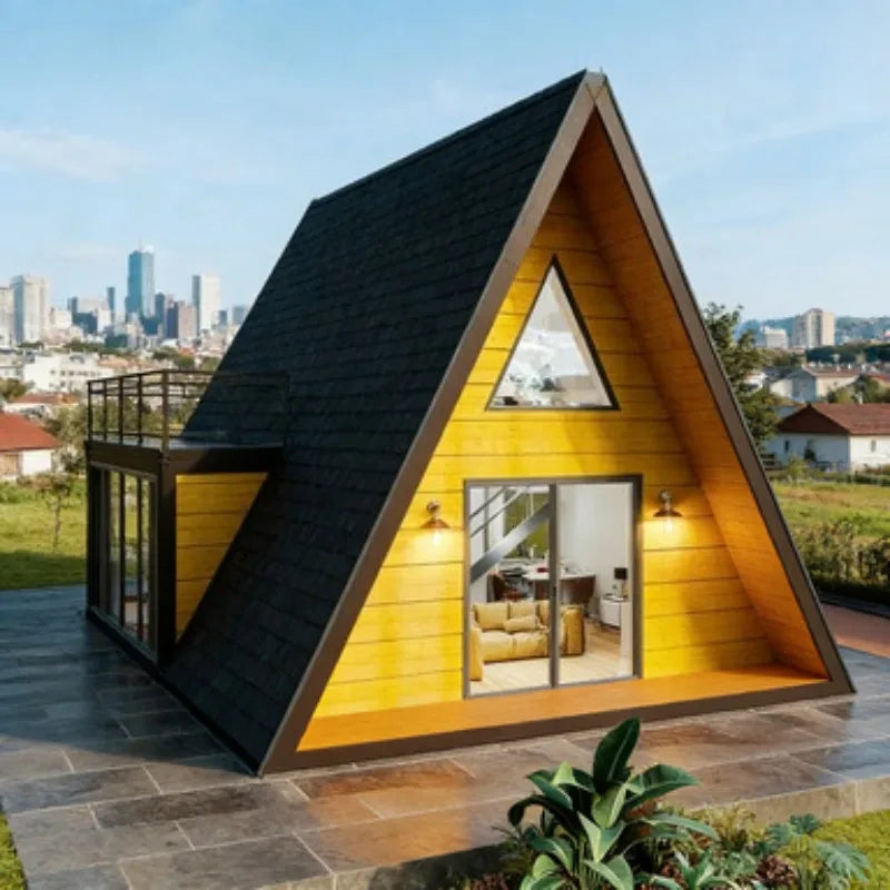 High Quality Eco Friendly Triangle Villa Prefab Modular House for Hotel Living Room Vacation Use