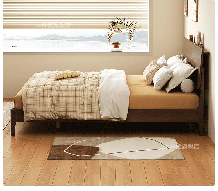 Elegant Modern Bed Frame Simple Wood European Nightstands Queen Bed Frame Twin Full Size Cama Moderno Lujo Home Furniture