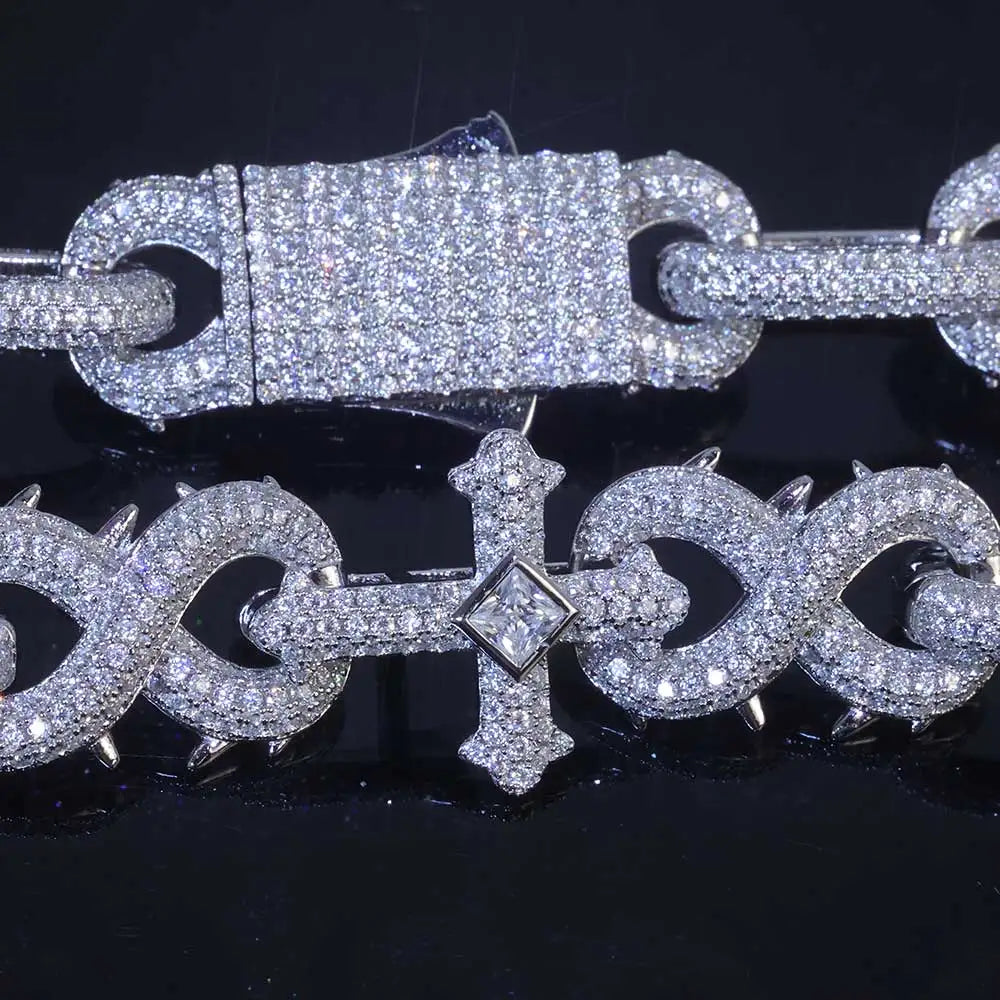 Wholesale Fine Jewelry Cross Moissanite Necklace 925 Sterling Silver Vvs Diamond Iced Out Moissanite Chain Men