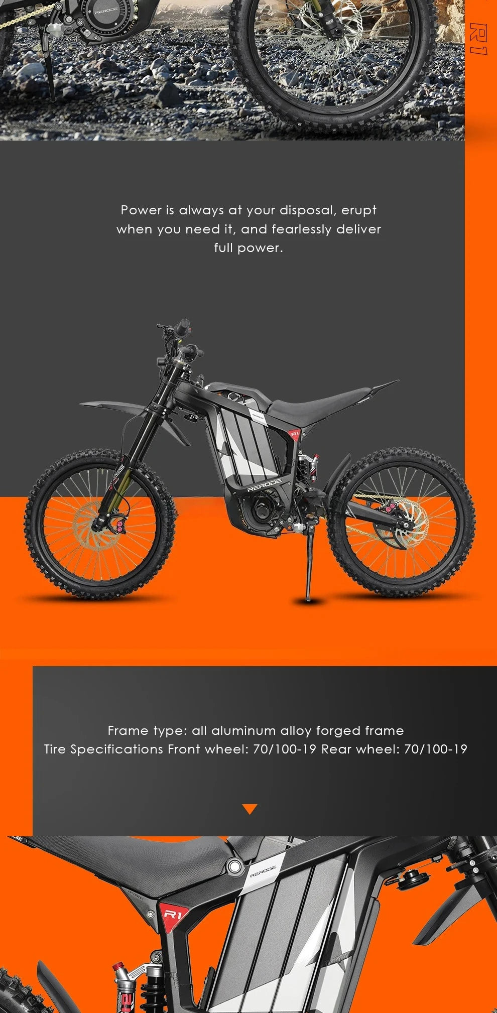 Electric Motorcycle Rerode 8000W 72v 35Ah Off Road 330.Nm Sur Ron Talaria Sting R Powerful Electric Dirbike