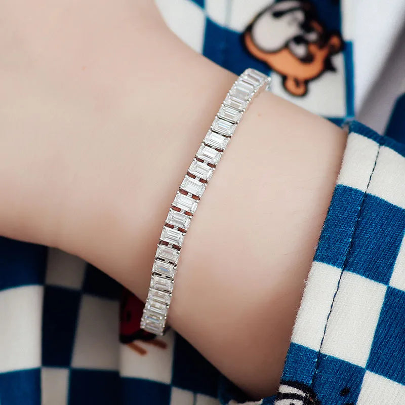 Provence Everyday Tennis Bracelet 16.5cm KGold Emerald cut DEF/VS Lab Diamonds Luxury Bangles Fine jewelry for Women Men Custom