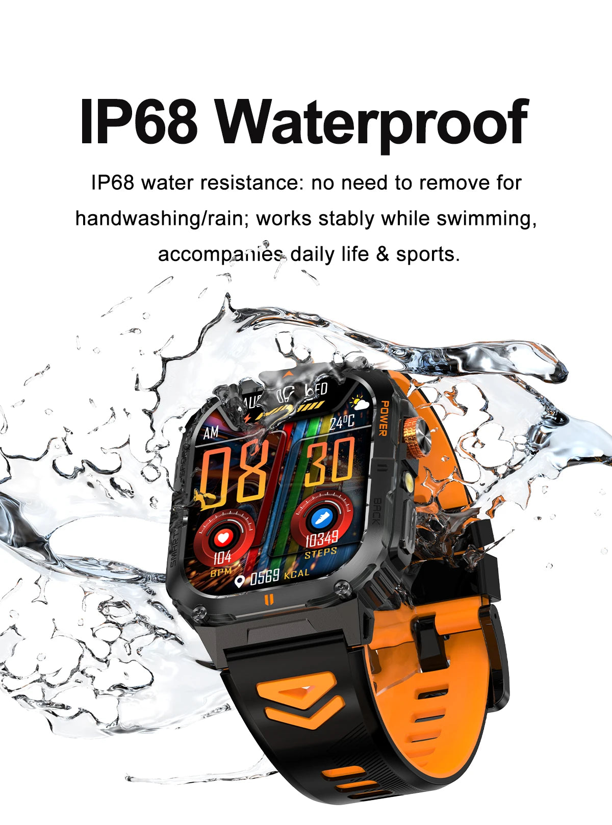New 1000mAh military outdoor smartwatch for men, LED flashlight, IP68 waterproof, GPS sports, 2.01-inch Bluetooth call smartwatc