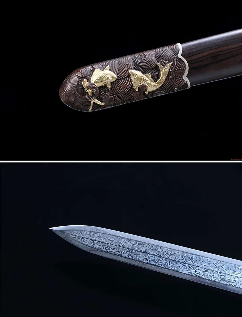 Quality Chinese Dragon Sword Handmade Forged Folded Steel Blade Ebony Wood Sheath Collection Art Props Antique Swords