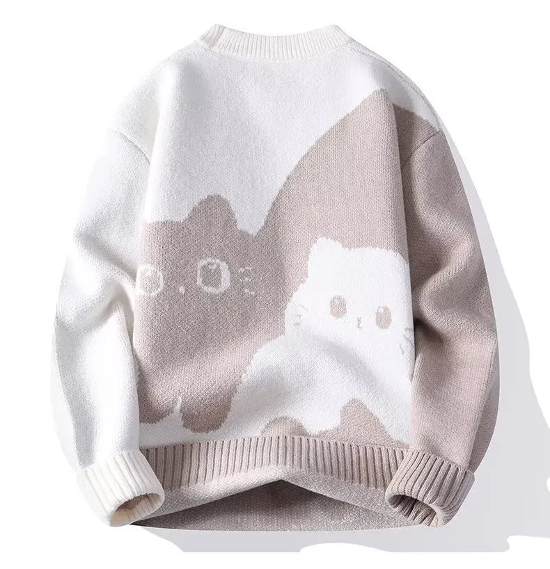 Men Winter Oversized Warm Sweater M-6XL Japannese Cartoon Anime Knitted Sweater Hip Hop Quite Pullover Women Home Fashion Top