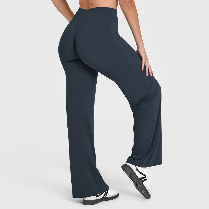 NCLAGEN SoftMotion Straight Leg Bottoms Women's Mid-Waist Yoga Pants GYM Leggings Naked Feel Pilates Running Sports Trousers