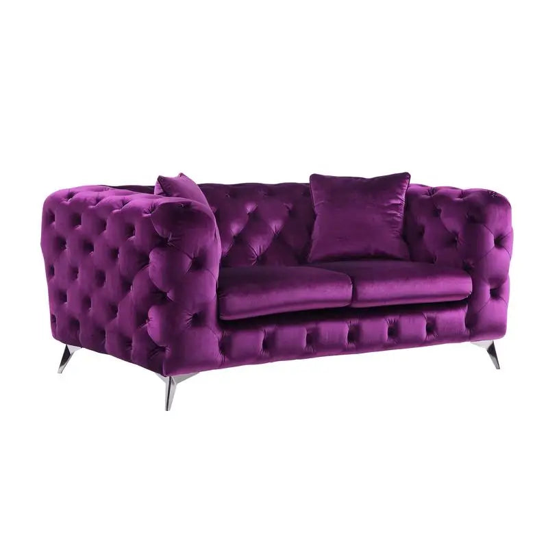 Purple Velvet Loveseat Sofa Chair, Elegant Two-Seater Couch for Living Room, Stylish Home Furniture, Cozy Seating Solution for