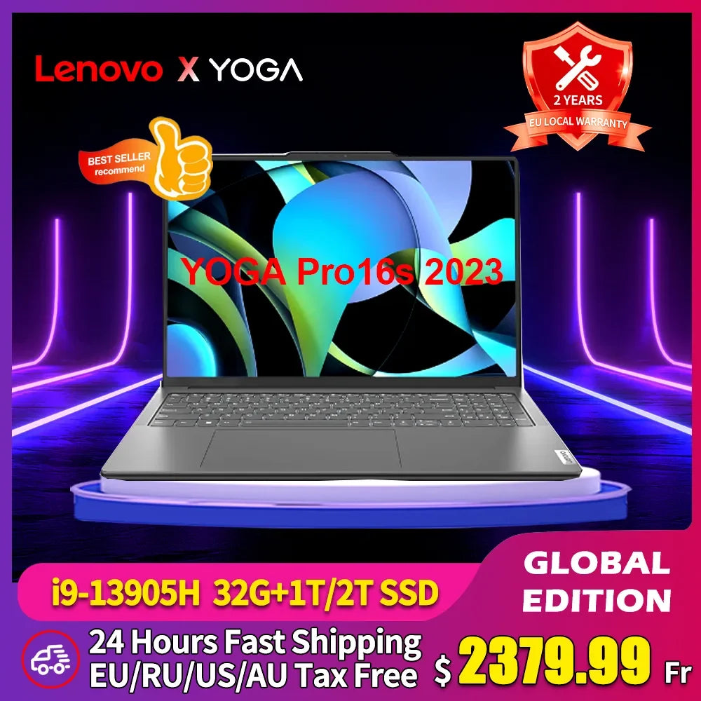 Lenovo YOGA Pro 16s Extreme Laptop Intel i9-13905H 32GB/1T RTX4060 3.2K Ultra-thin Touch 165Hz Full Screen Notebook PC