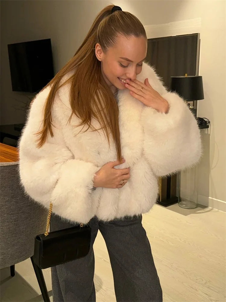Tossy Winter Fashion Fur Feather Outwear For Women Lapel High Waist Warm Loose Long Sleeve Commute Coat Female Fur Feather 2025