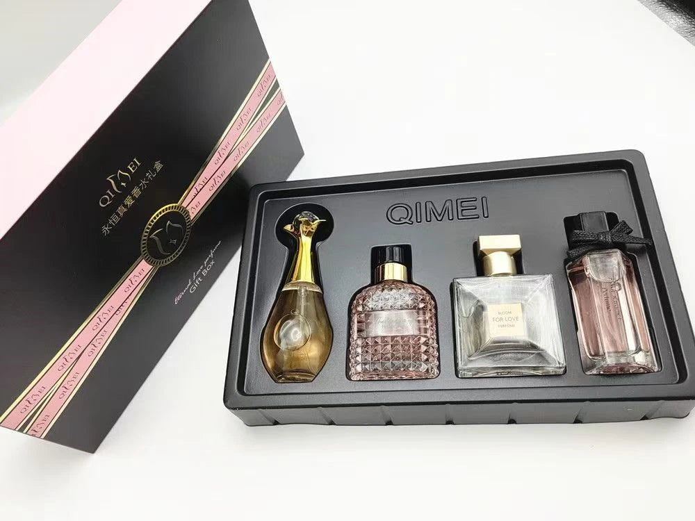 Luxury Brand Perfume Women Eau De Parfum Femme Gift Box 4Pcs Set 100ml Perfumes De Mujer Fresh Natural Floral Fruity Scent Spray