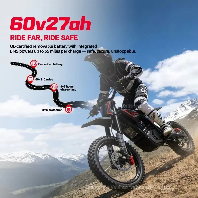 EM5 PRO 4000W Geared Motor Off-Road 60V Electric Dirt Bike All Terrain Ebike Electric Motorcycle