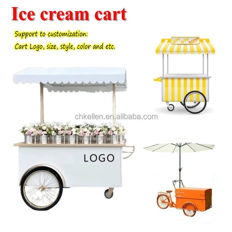 Italian Gelato Cart Electric Tricycle With Freezer Display Mobile Ice Cream Bike Customized Vending Commercial Street Food Kiosk