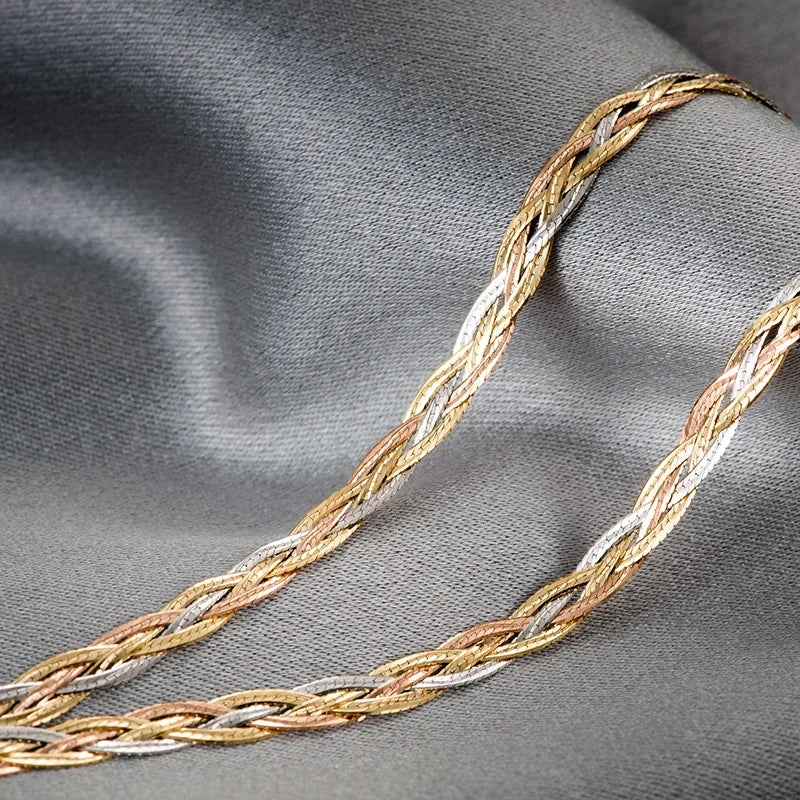 18k Gold Necklace New Weaving Wide Chain Unisex Women Men Girl Party Wedding Jewelry Trendy Hot Sale 2025 New Good Real 750 nice