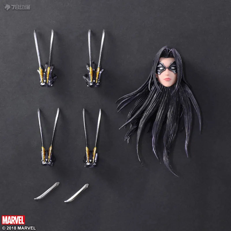 SQEX Original PlayArts Changes Series Marvel Comics Female Wolverine Anime Action Figure Model Toy Model Ornaments Gifts for Boy