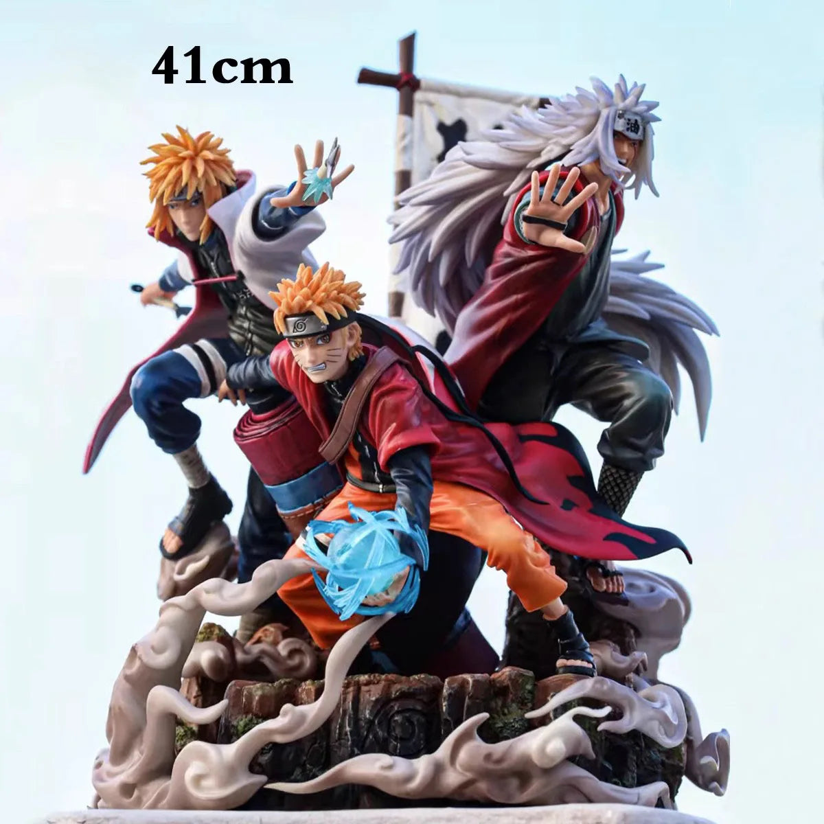 40cm Naruto Anime Figure Uzumaki Naruto Jiraiya Namikaze Minato statue Action Figure collect Pvc Model Doll Childrens Gift Toys