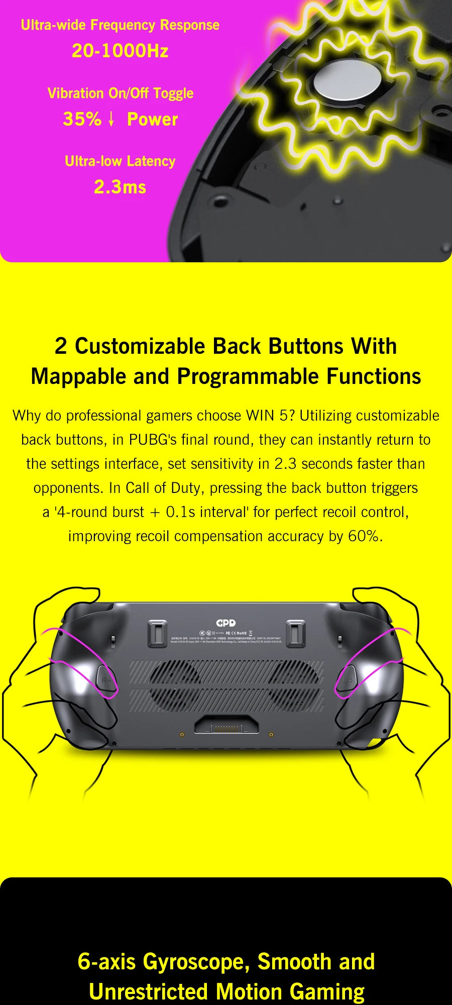 GPD Win5 Handheld Gaming AI MAX+ 395 64+2 7"  DDR5 M.2 SSD  Fingerprint unlock capacitive joystick RGB Gaming Laptop