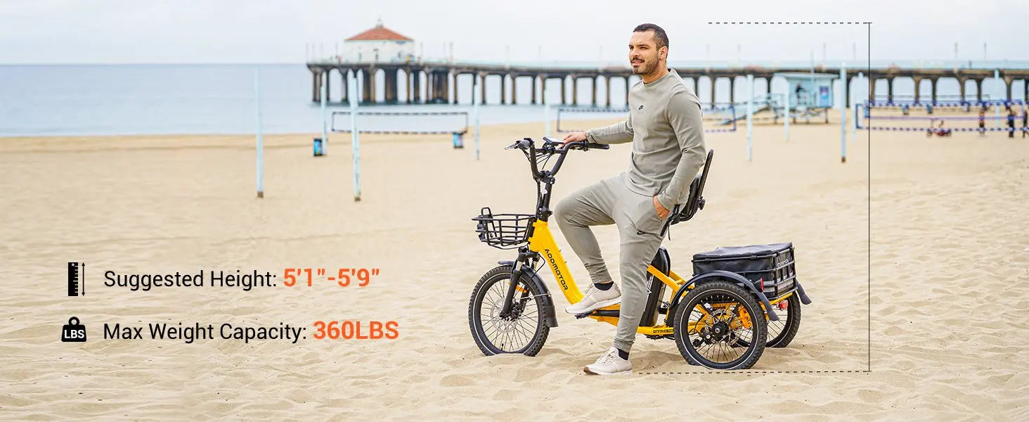 -310 Folding 3Wheel E-bike Electric Trike 750W 20Ah 90MI Adult