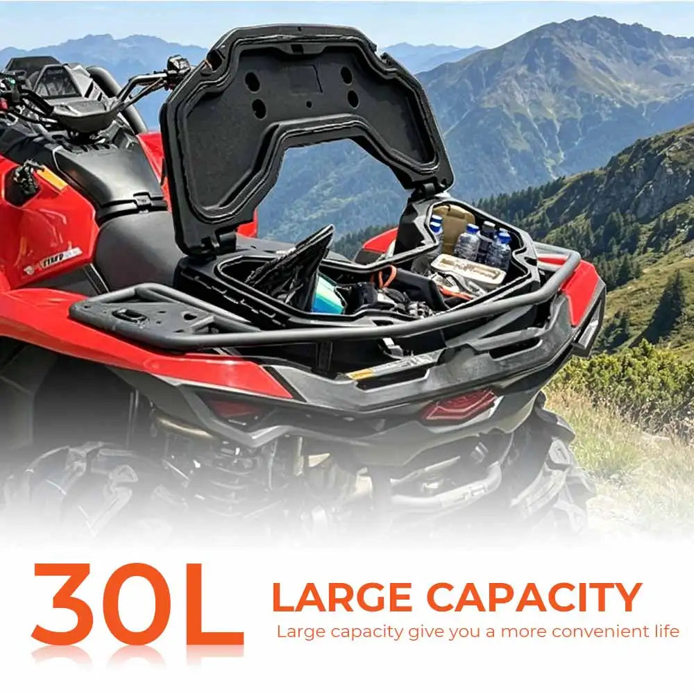 30L Cargo Storage Box Lockable Rear Trunk Rack Bin For Can-am Outlander PRO Max 500 700 Maverick R X RS MAX 2024-26 ATV UTV